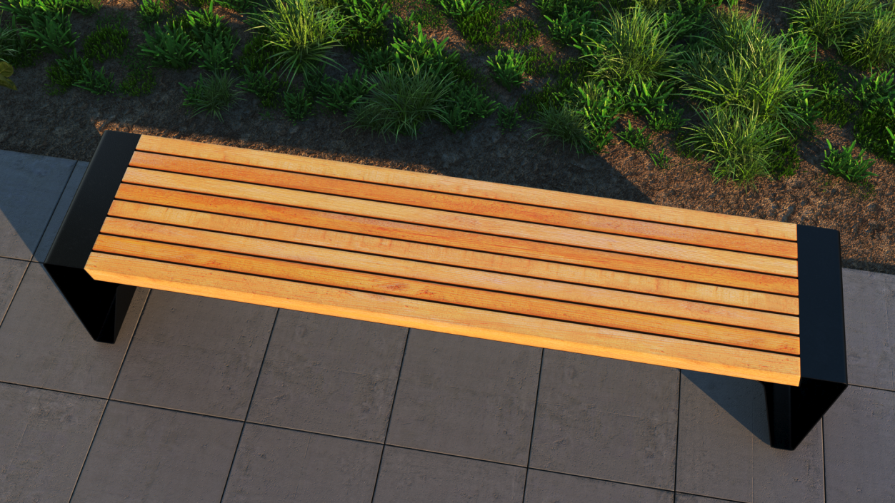 3D Modern Park Bench Black model