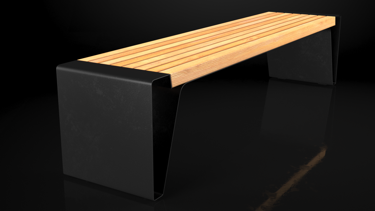 3D Modern Park Bench Black model