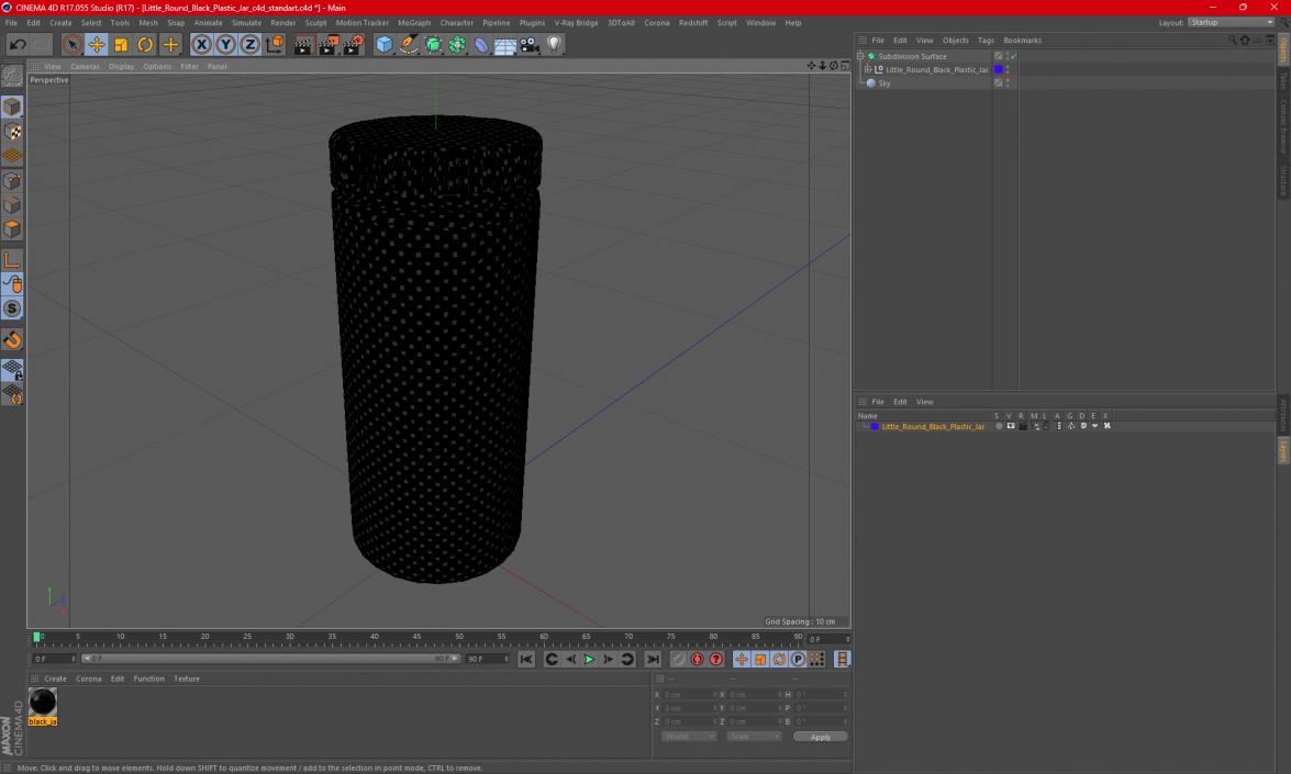 Little Round Black Plastic Jar 2 3D