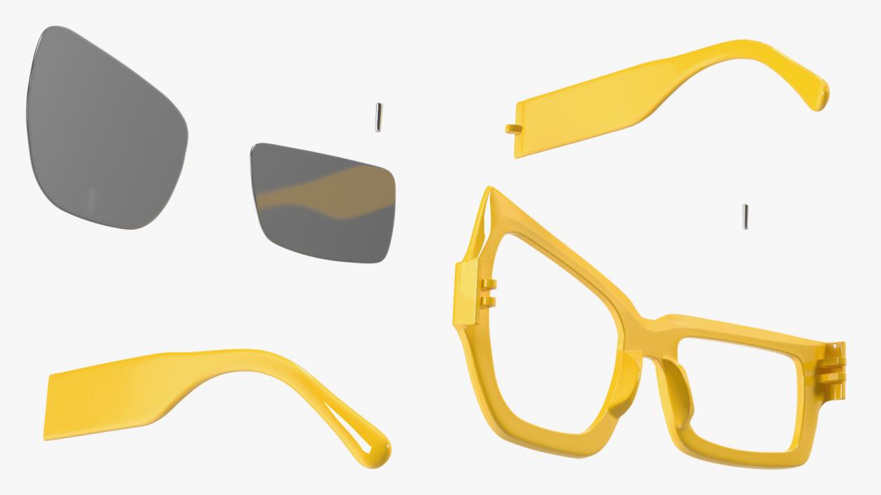 3D Asymmetric Sunglasses Yellow model