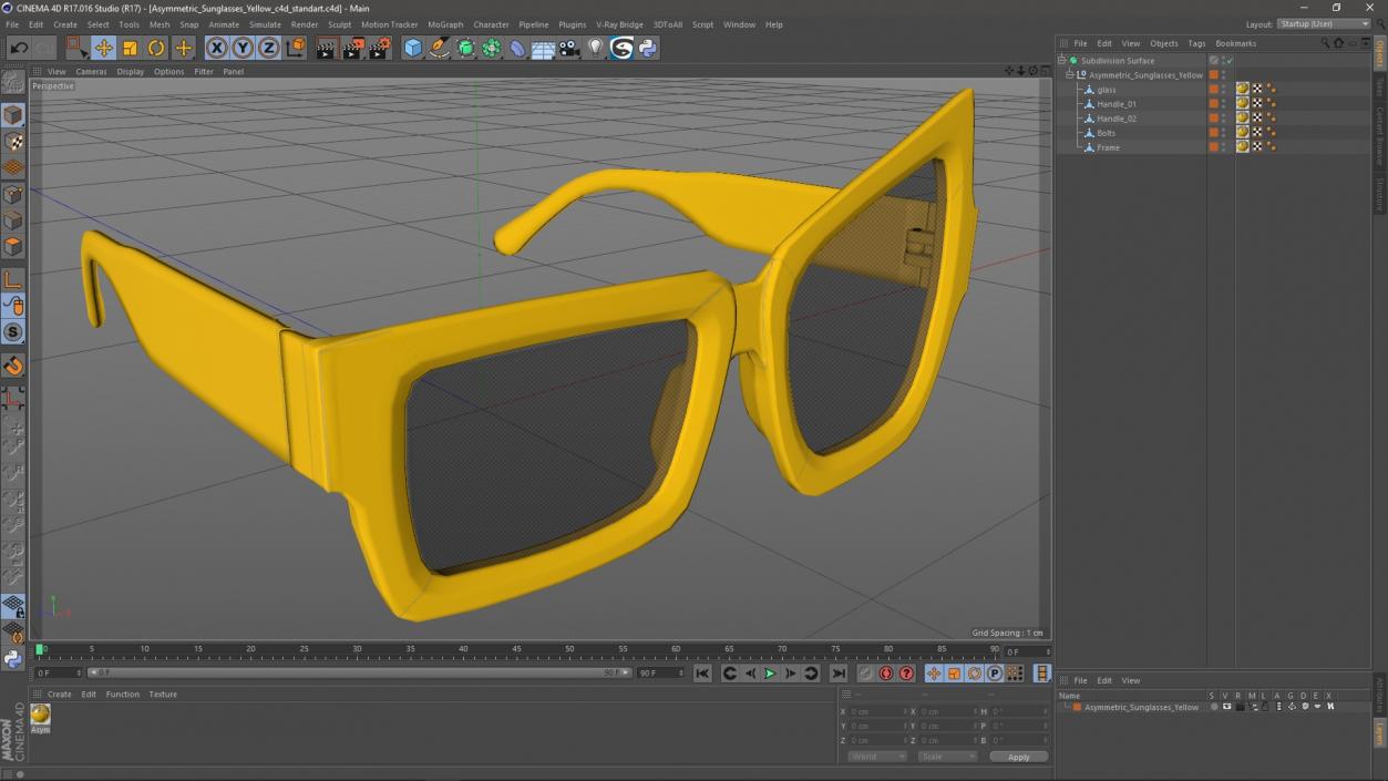 3D Asymmetric Sunglasses Yellow model