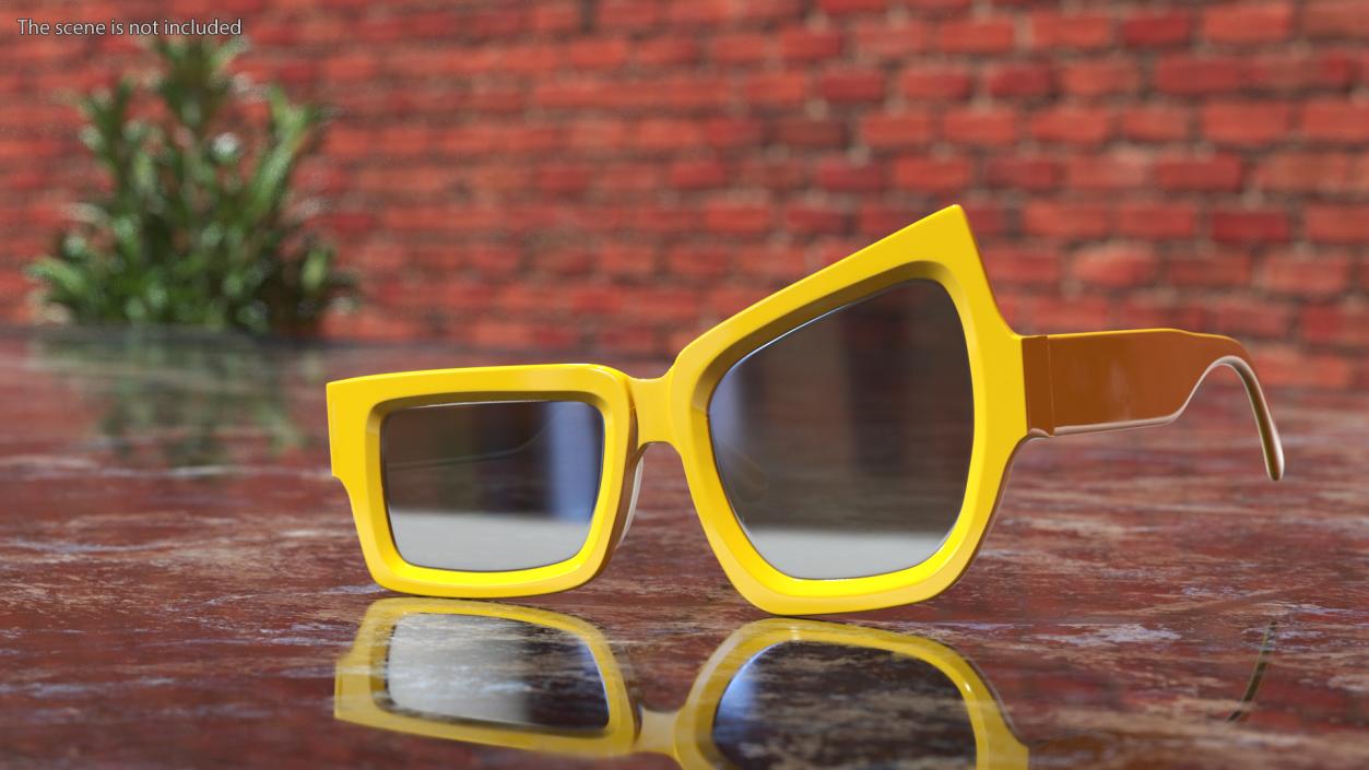 3D Asymmetric Sunglasses Yellow model