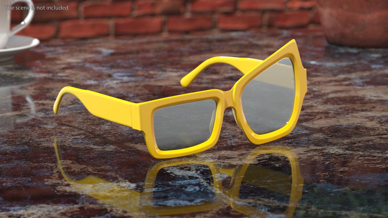 3D Asymmetric Sunglasses Yellow model