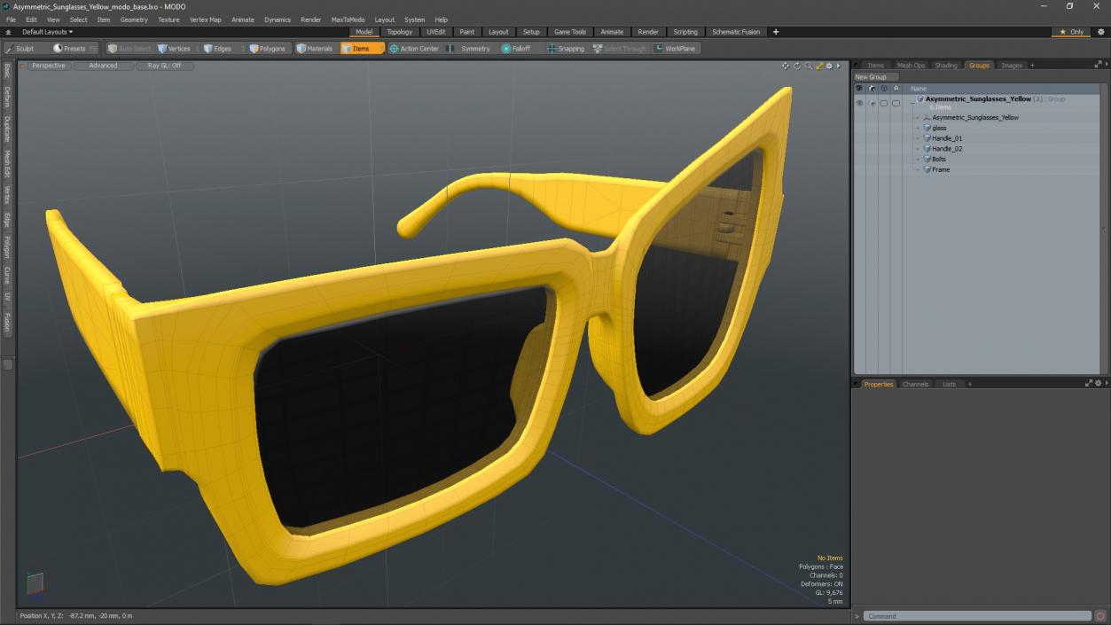 3D Asymmetric Sunglasses Yellow model