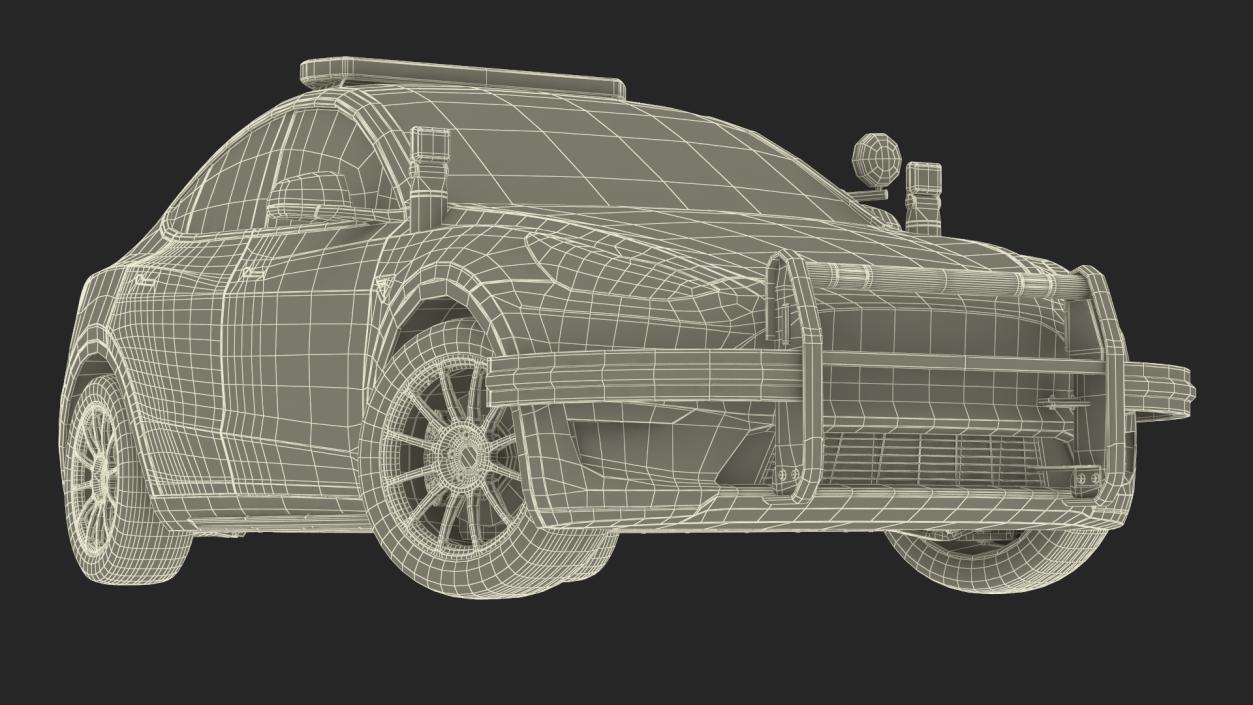 Police Tesla Model Y Lights On Rigged 3D