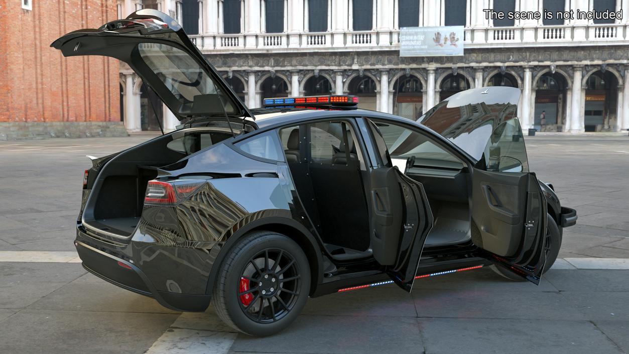 Police Tesla Model Y Lights On Rigged 3D