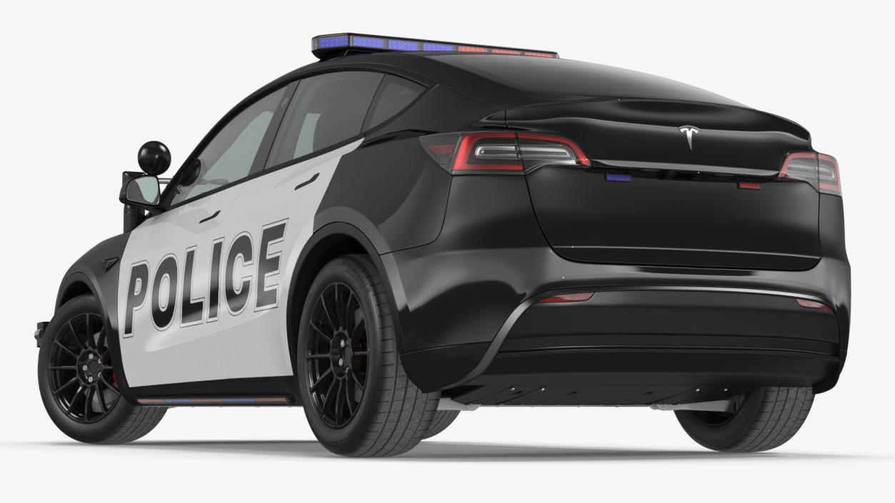 Police Tesla Model Y Lights On Rigged 3D