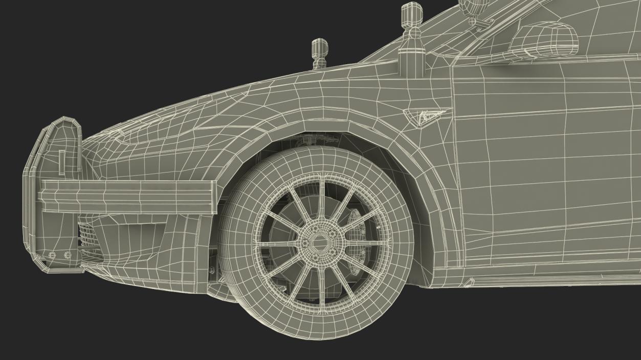 Police Tesla Model Y Lights On Rigged 3D