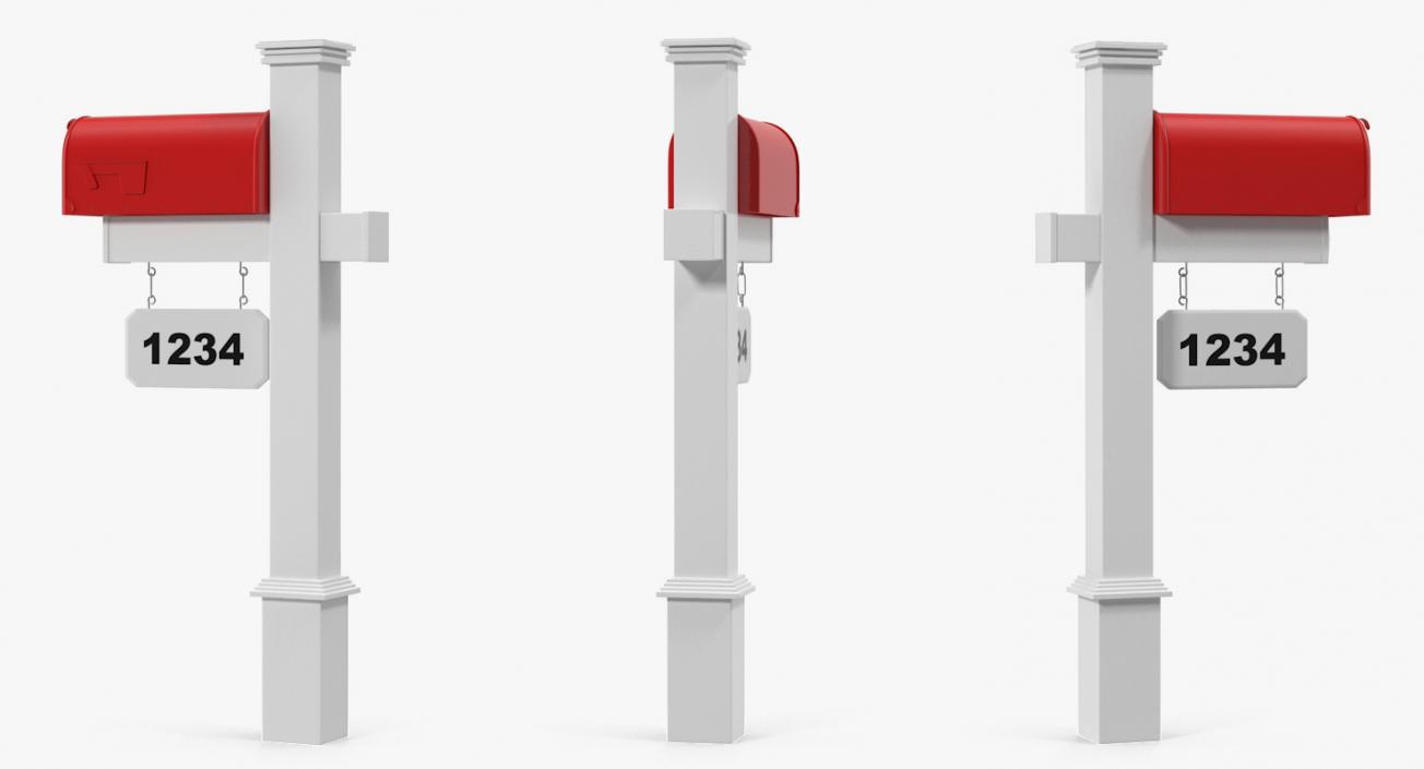 3D Classic Mailbox Wooden Stand model