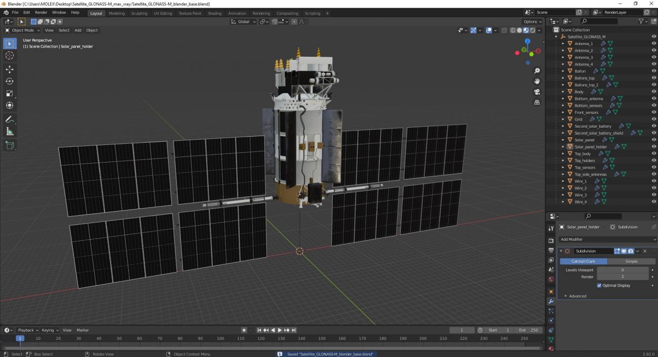 Satellite GLONASS-M 3D model