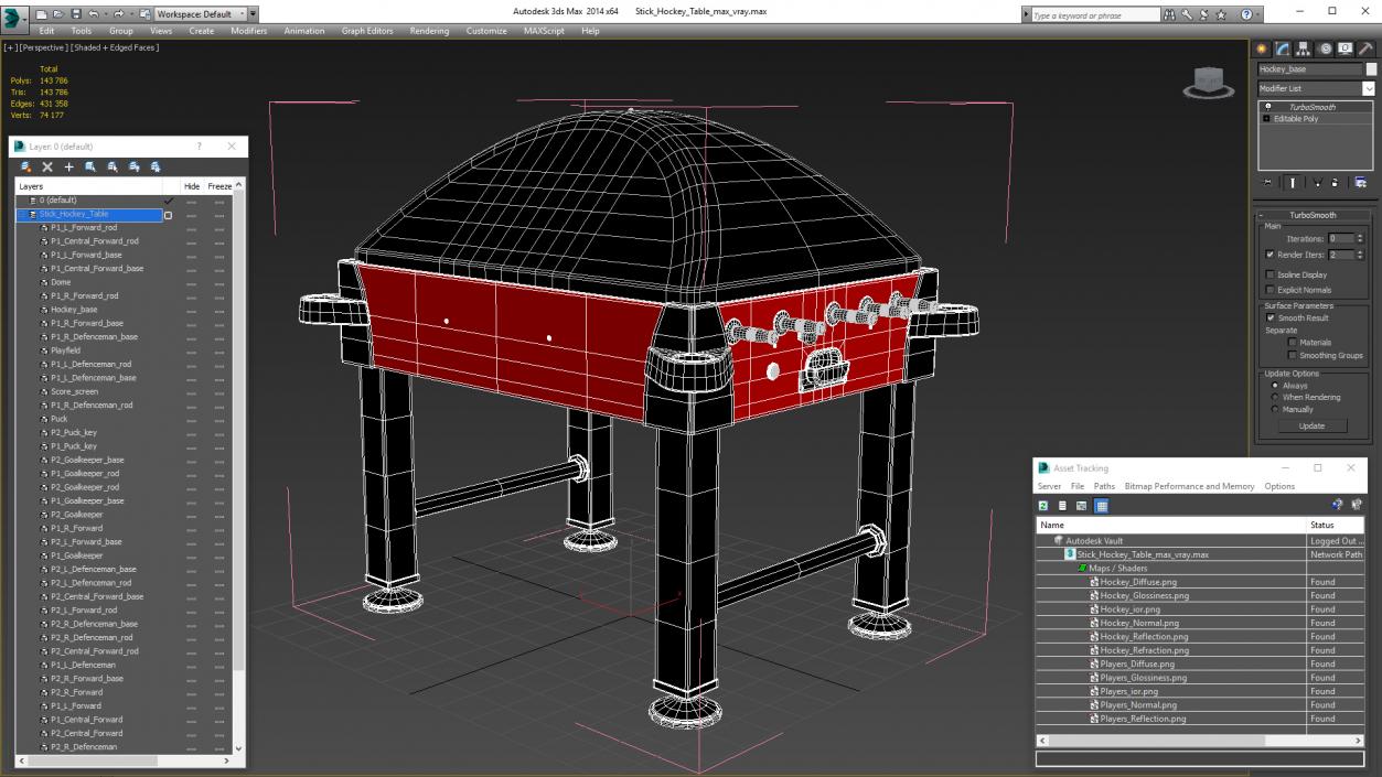 3D Stick Hockey Table model