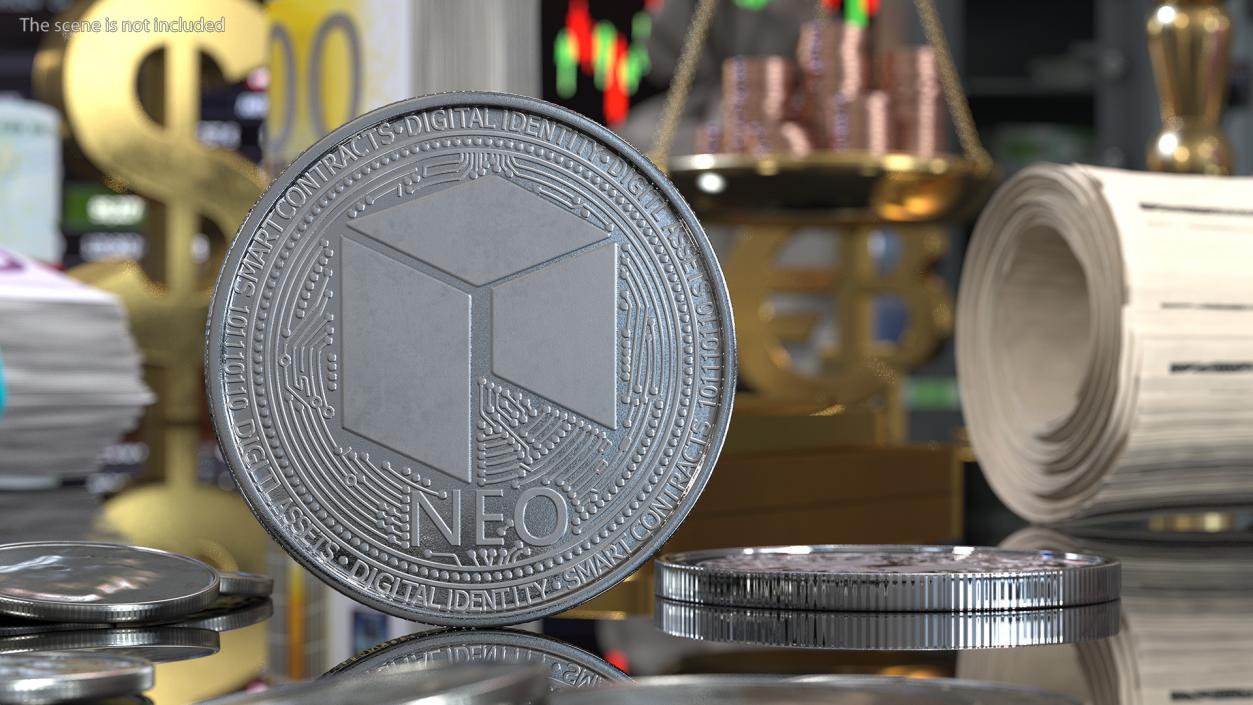 3D model NEO Cryptocurrency Coin Silver