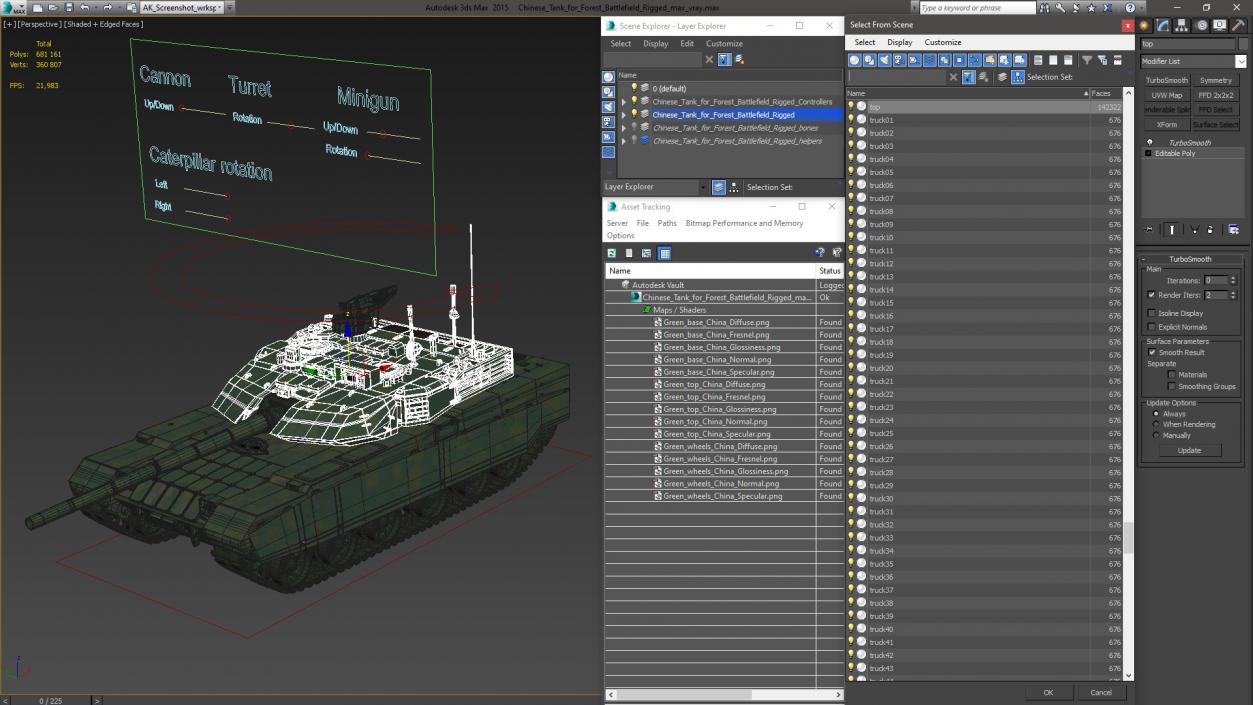 Chinese Tank for Forest Battlefield Rigged 3D