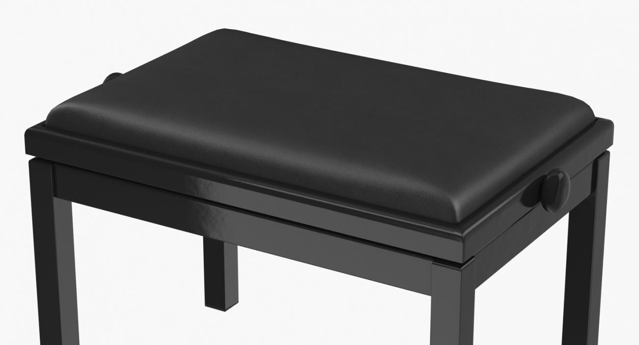 3D Adjustable Piano Bench Leather Black