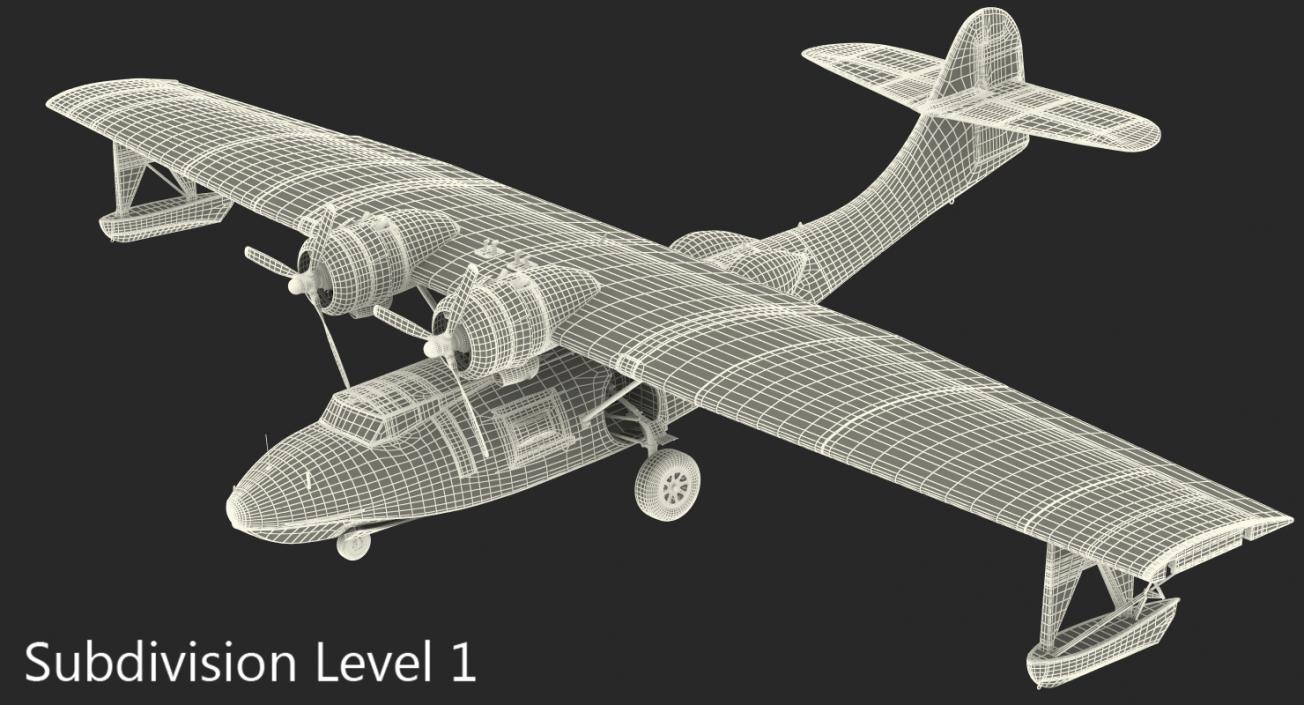 Flying Boat Consolidated PBY Catalina WWII Rigged 3D model