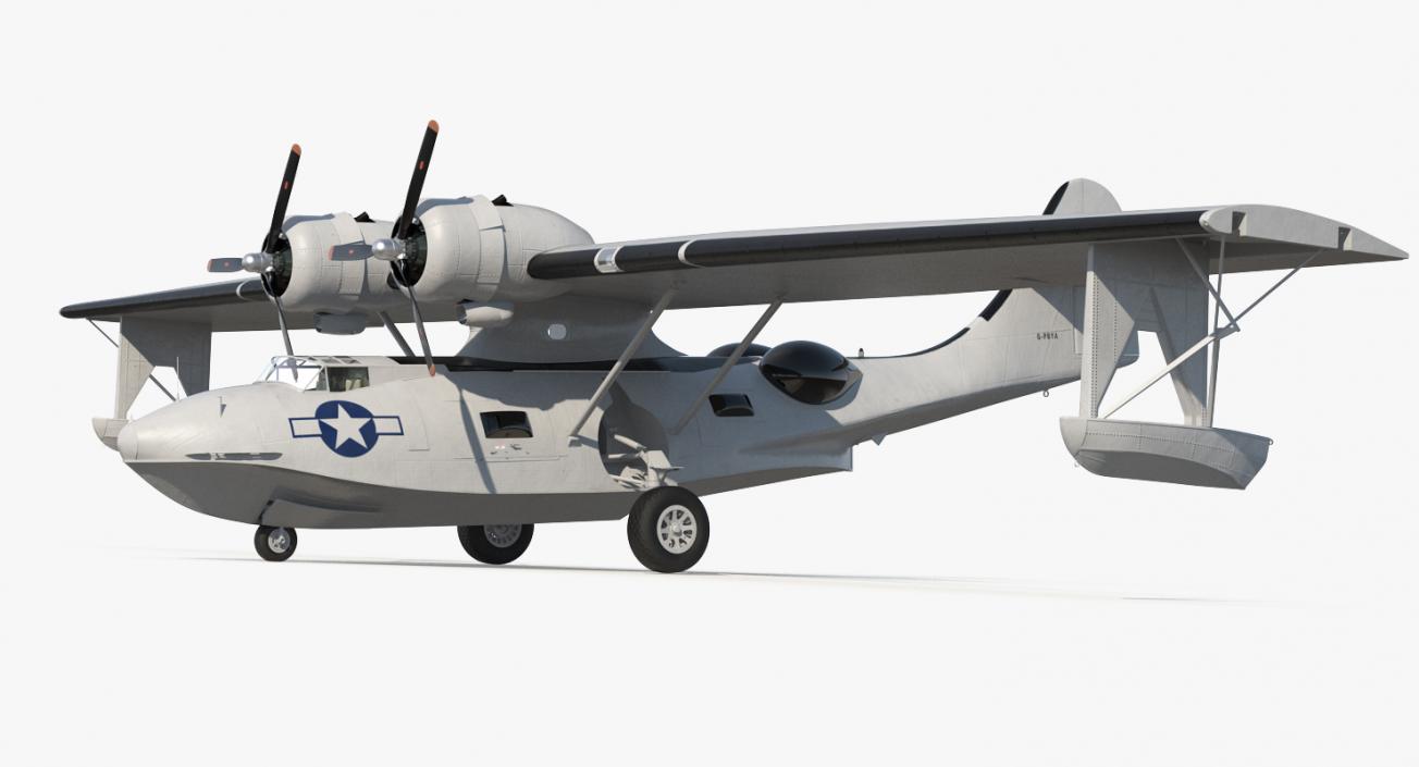 Flying Boat Consolidated PBY Catalina WWII Rigged 3D model