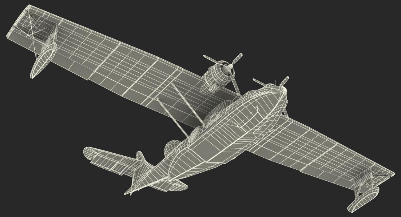 Flying Boat Consolidated PBY Catalina WWII Rigged 3D model