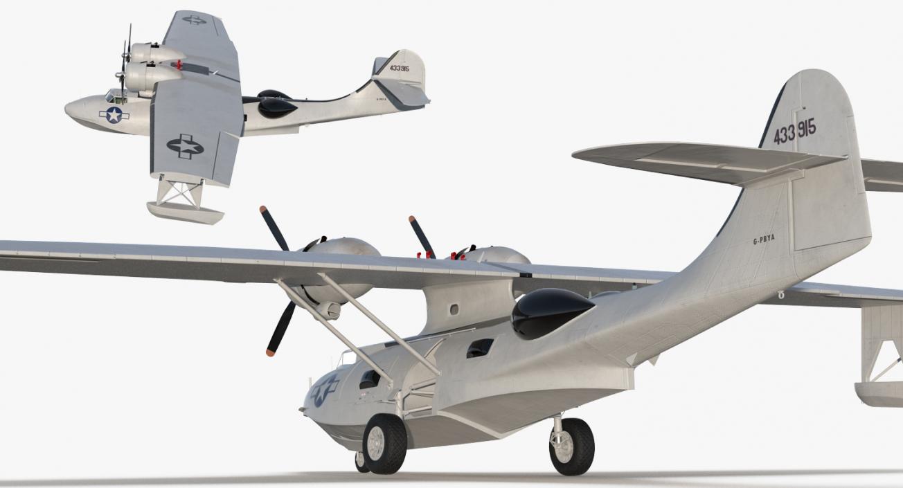 Flying Boat Consolidated PBY Catalina WWII Rigged 3D model