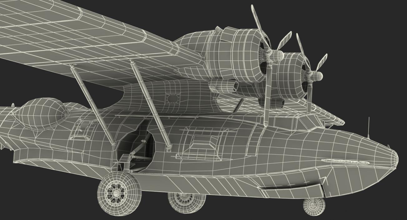 Flying Boat Consolidated PBY Catalina WWII Rigged 3D model