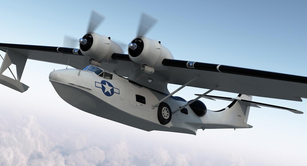 Flying Boat Consolidated PBY Catalina WWII Rigged 3D model