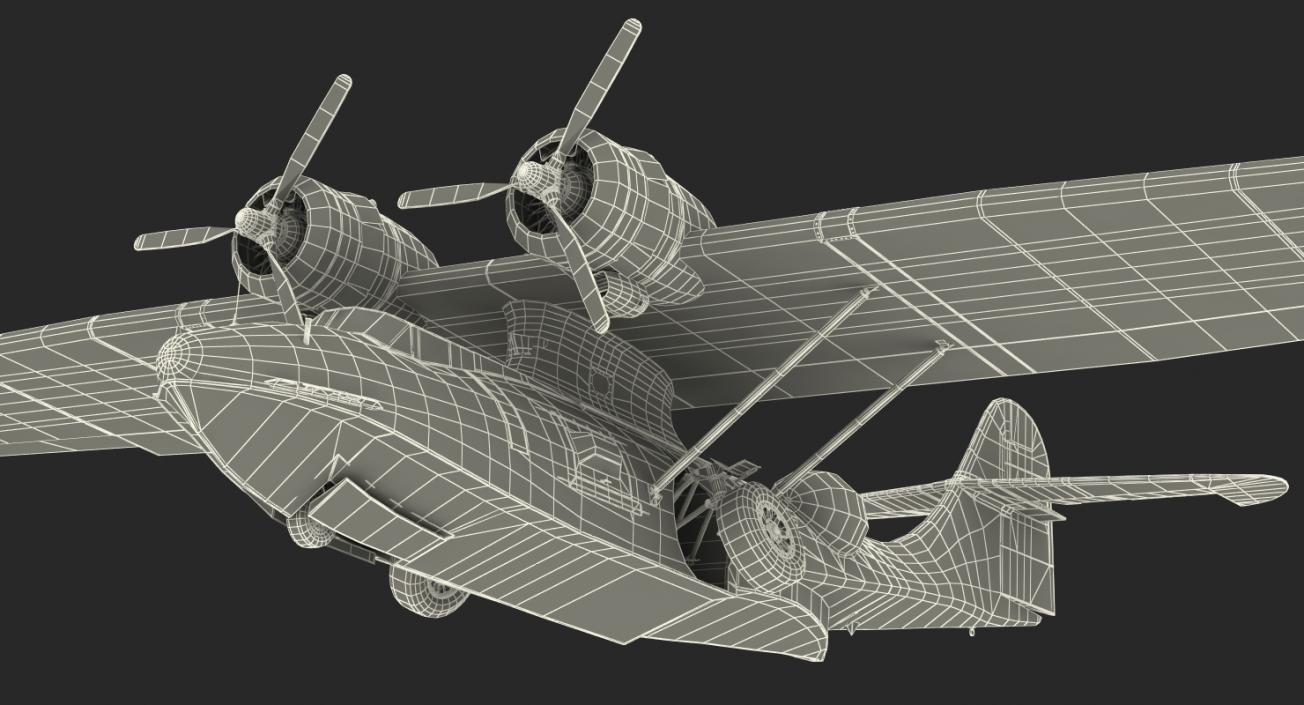 Flying Boat Consolidated PBY Catalina WWII Rigged 3D model