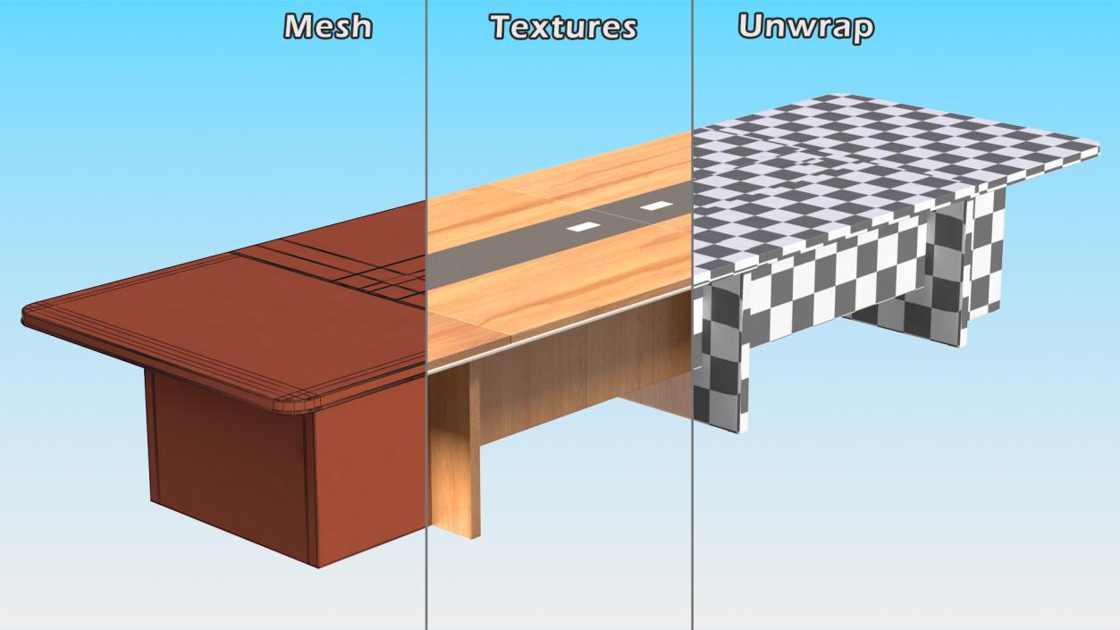 3D Rectangular Conference Table model