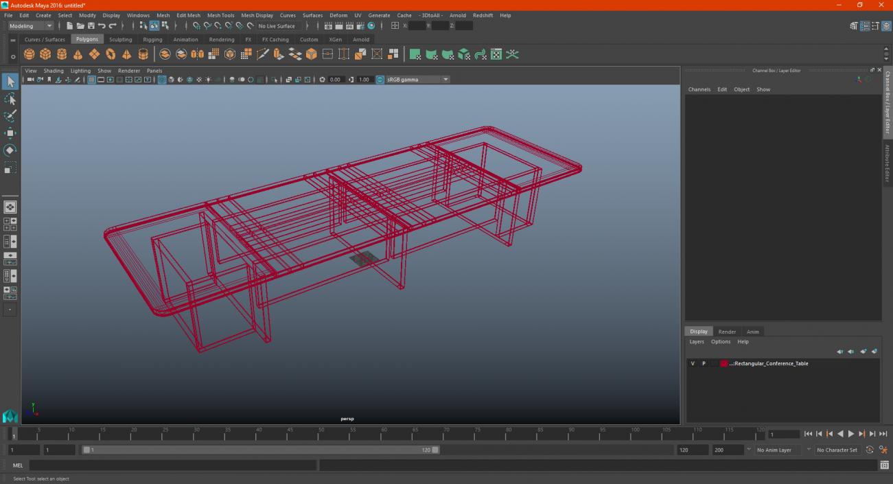 3D Rectangular Conference Table model