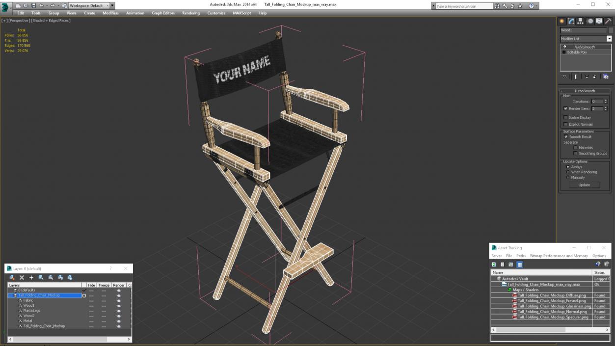 3D model Tall Folding Chair Mockup