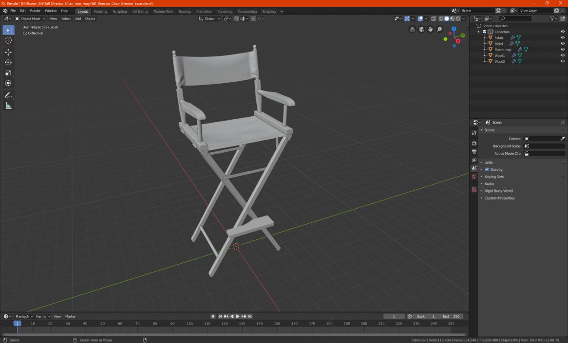 3D model Tall Folding Chair Mockup