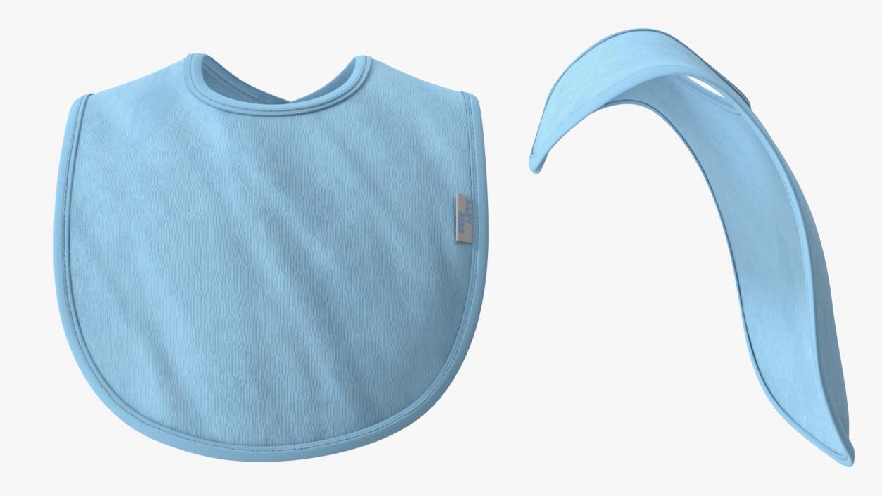 Reusable Blue Fabric Baby Bib 3D model