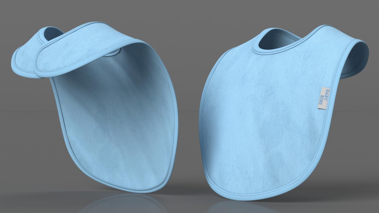 Reusable Blue Fabric Baby Bib 3D model