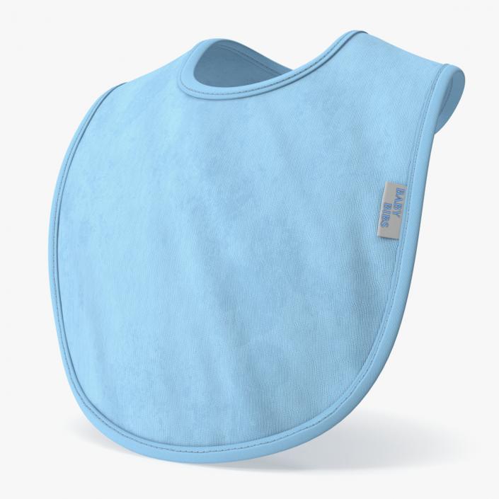 Reusable Blue Fabric Baby Bib 3D model