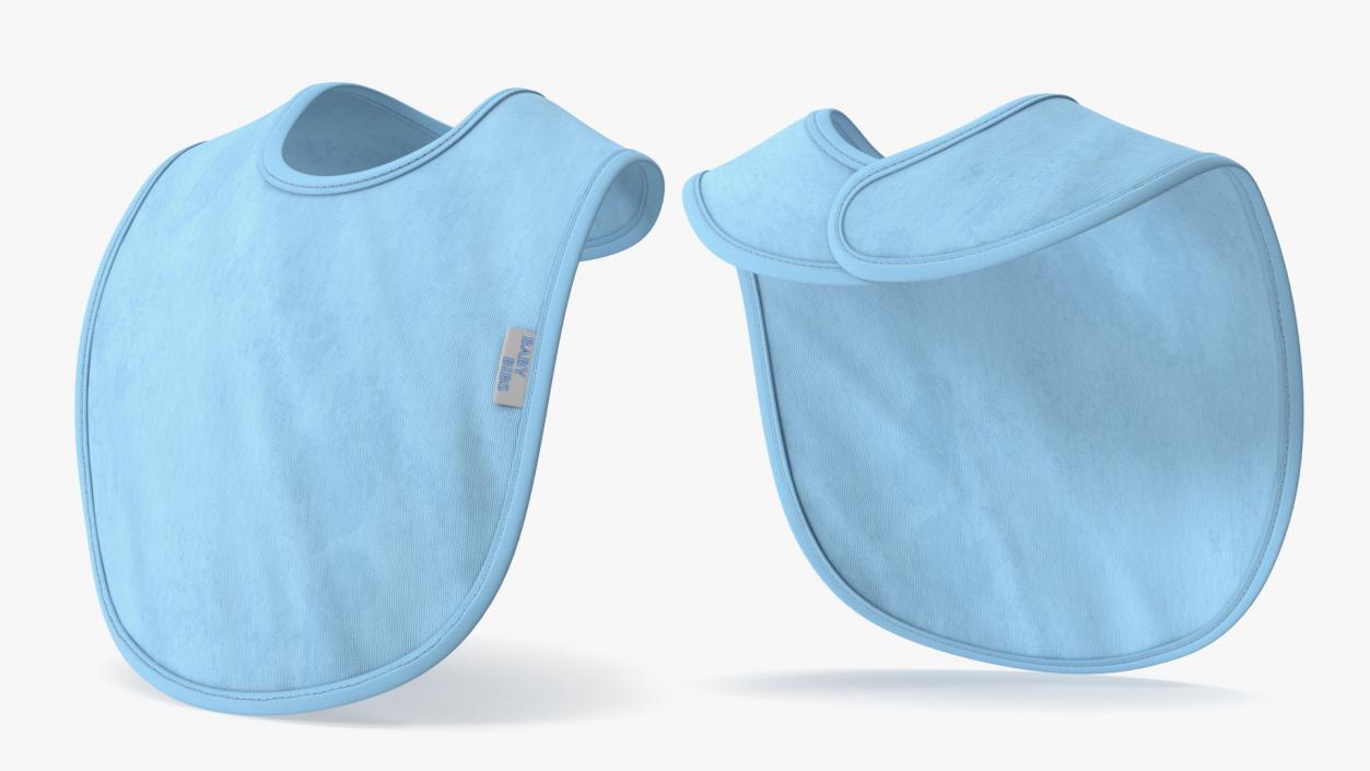 Reusable Blue Fabric Baby Bib 3D model