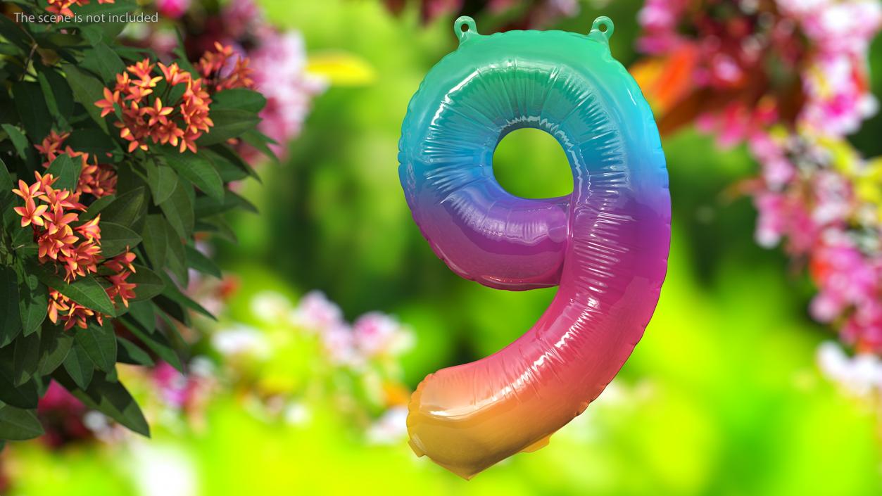 3D model Balloon Numbers 9 Rainbow