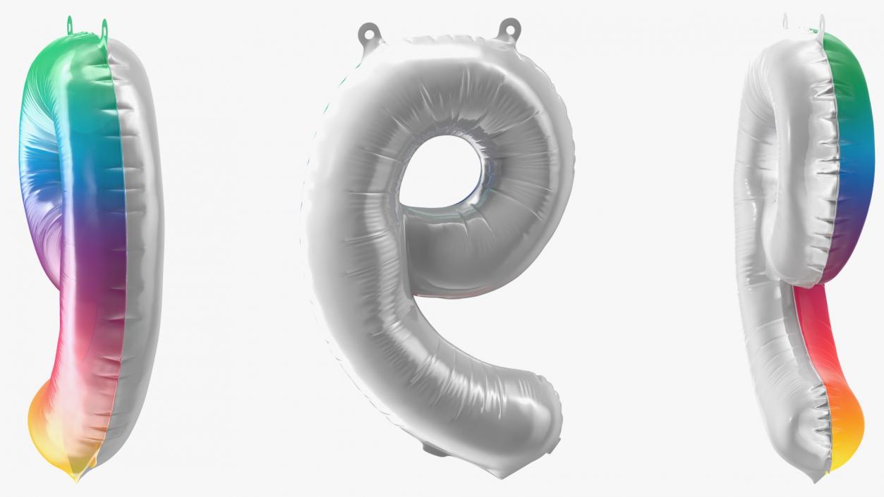 3D model Balloon Numbers 9 Rainbow