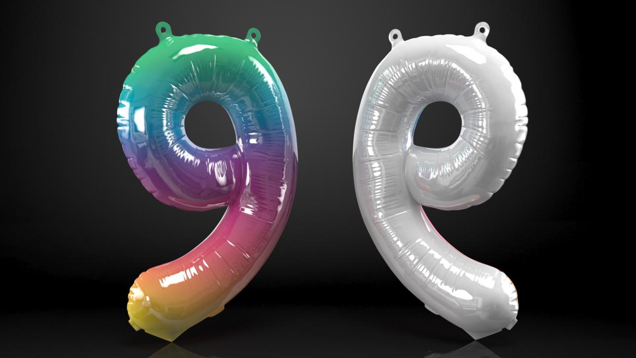 3D model Balloon Numbers 9 Rainbow