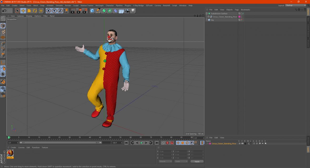 3D Circus Clown Standing Pose