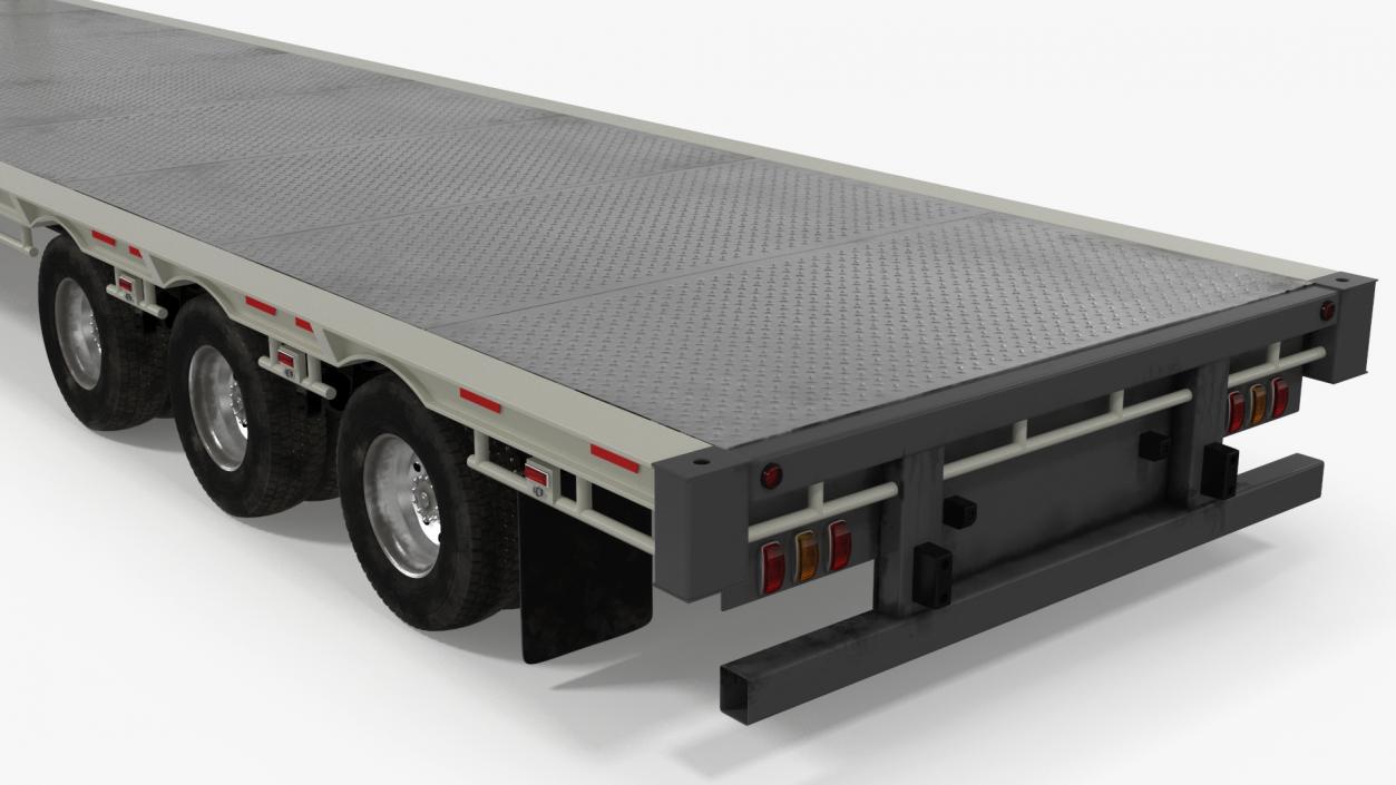 3D Semi Truck with Flatbed Trailer