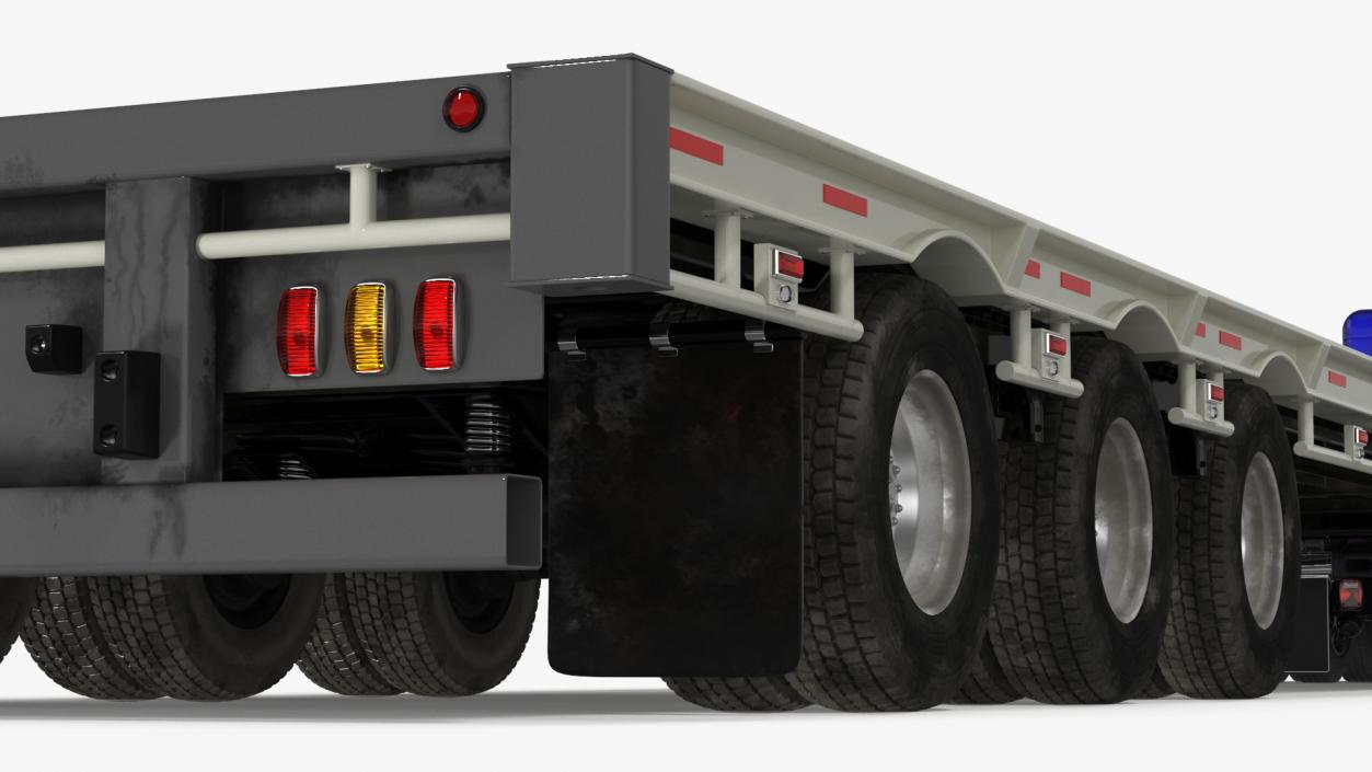 3D Semi Truck with Flatbed Trailer