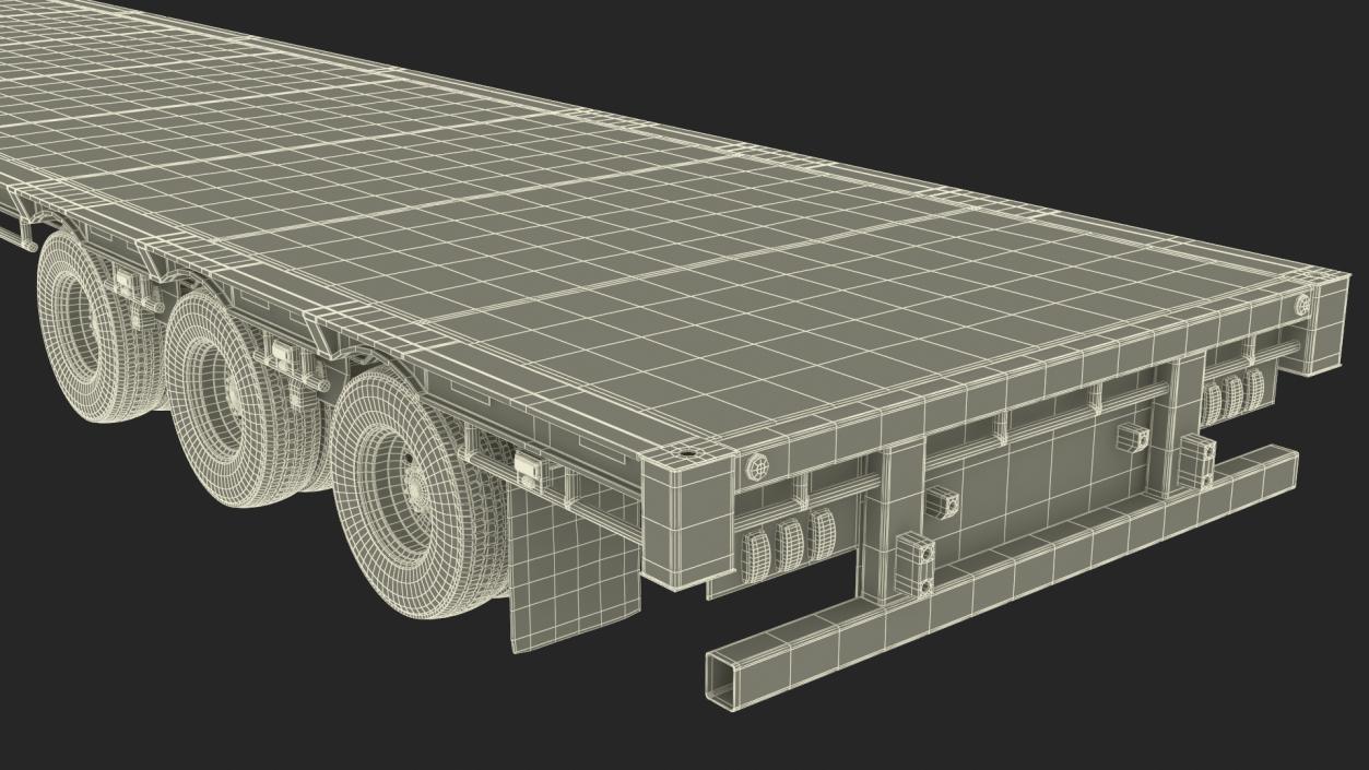 3D Semi Truck with Flatbed Trailer