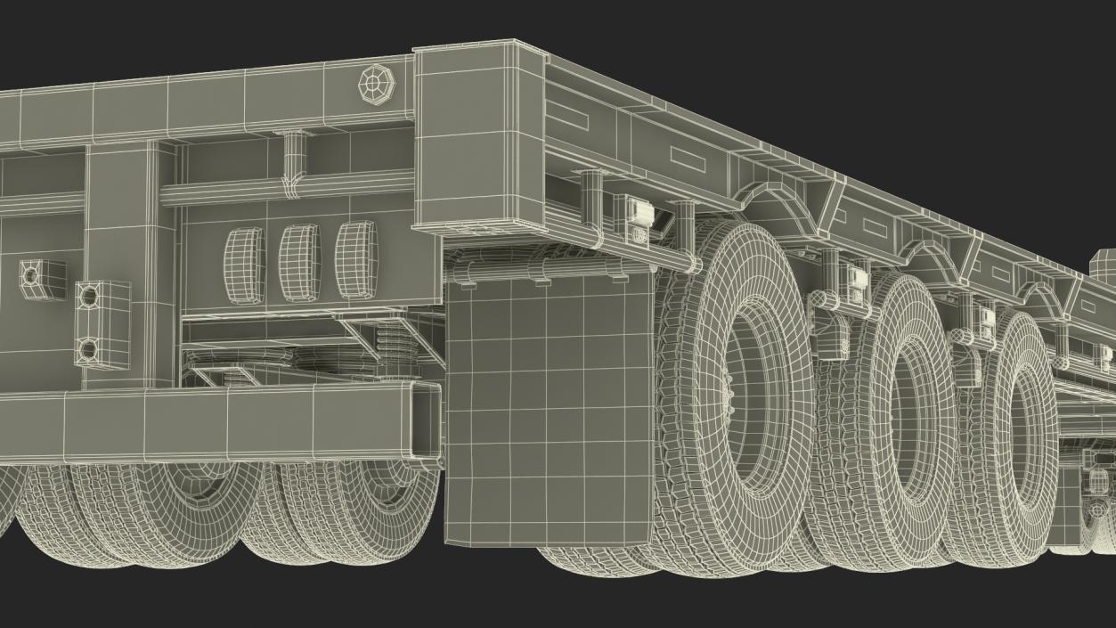 3D Semi Truck with Flatbed Trailer