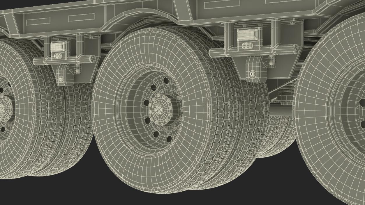 3D Semi Truck with Flatbed Trailer