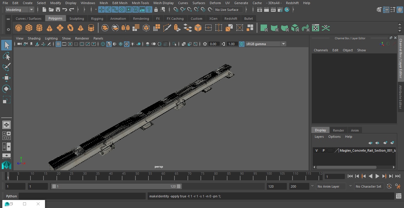 3D Maglev Concrete Rail Section model