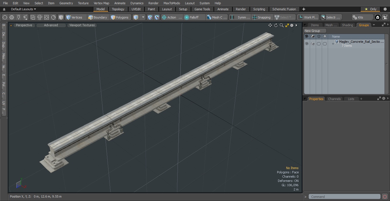 3D Maglev Concrete Rail Section model