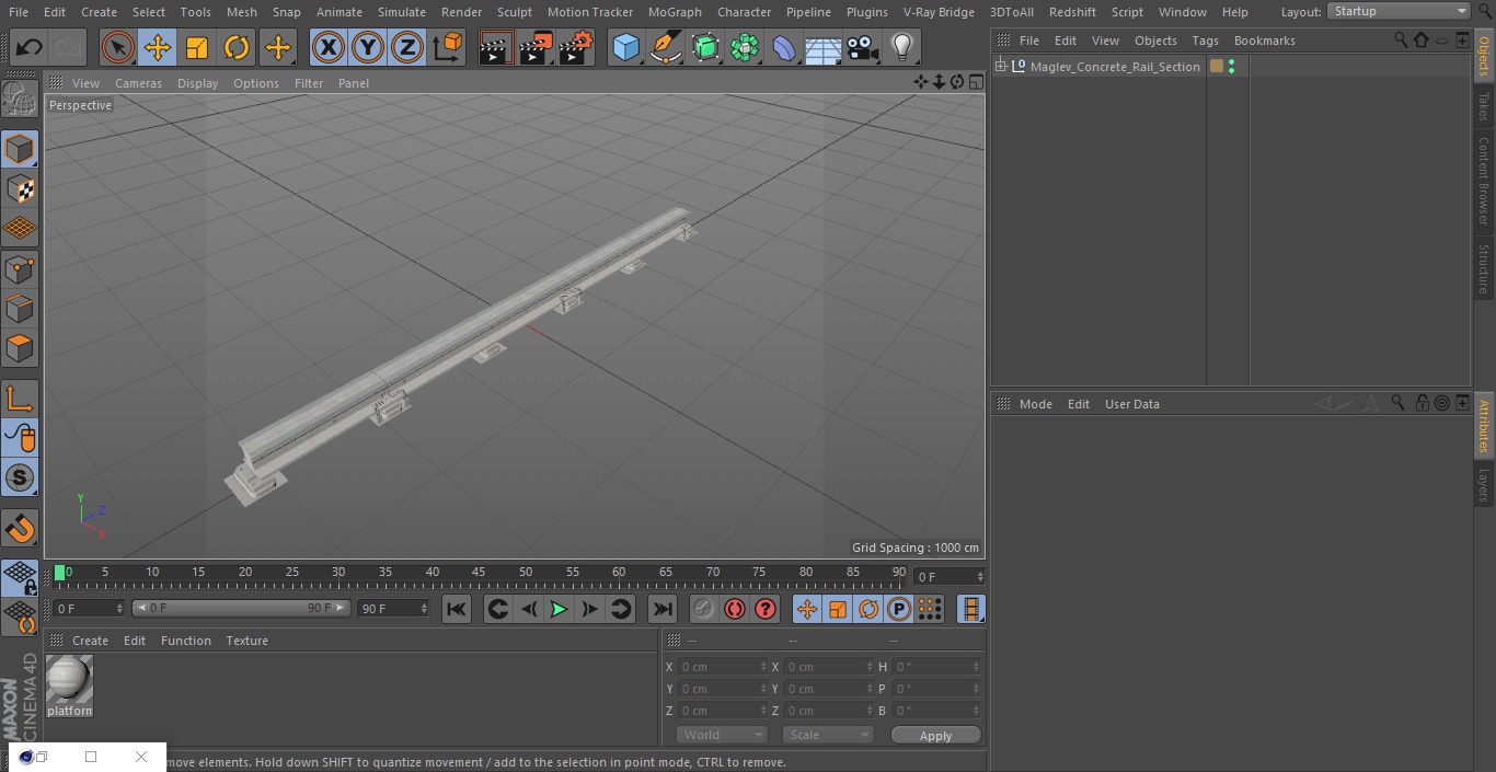 3D Maglev Concrete Rail Section model