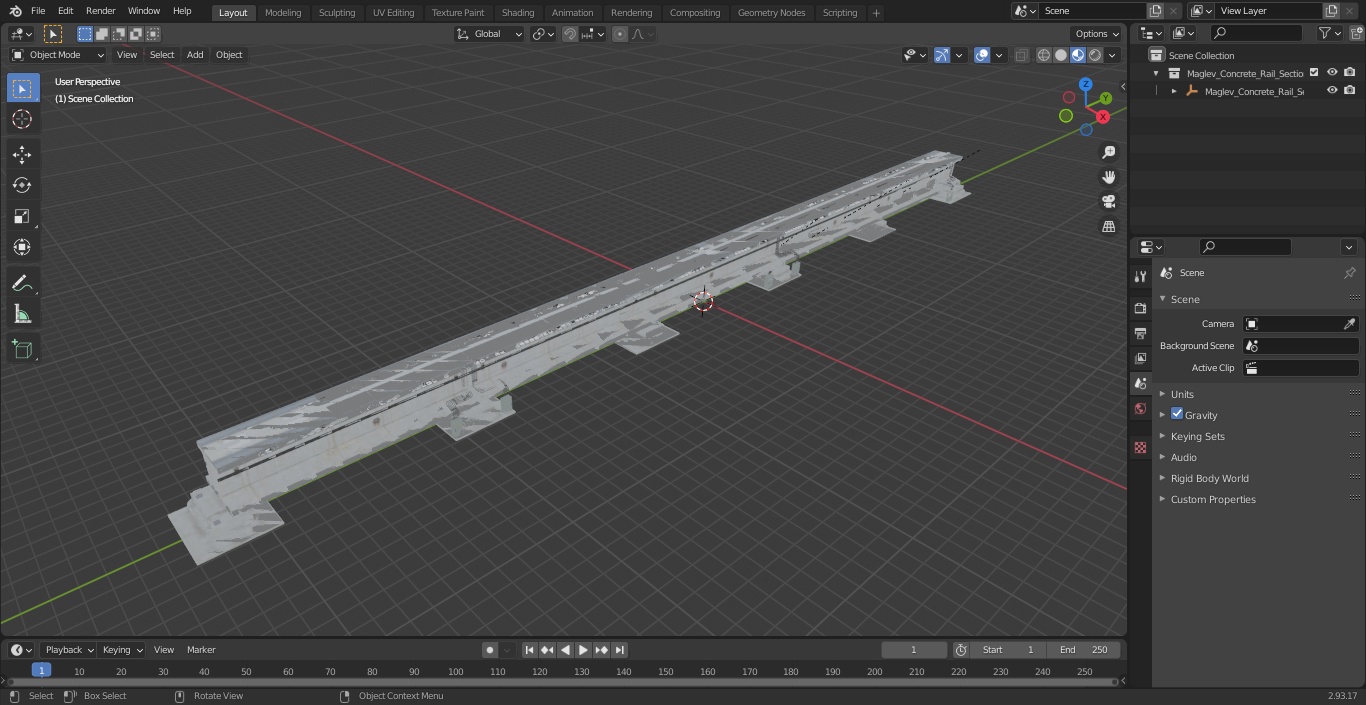 3D Maglev Concrete Rail Section model