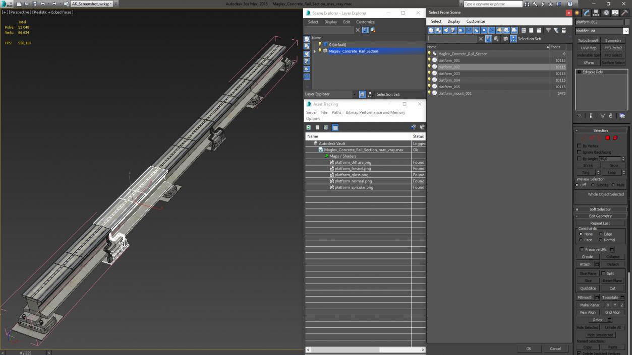 3D Maglev Concrete Rail Section model