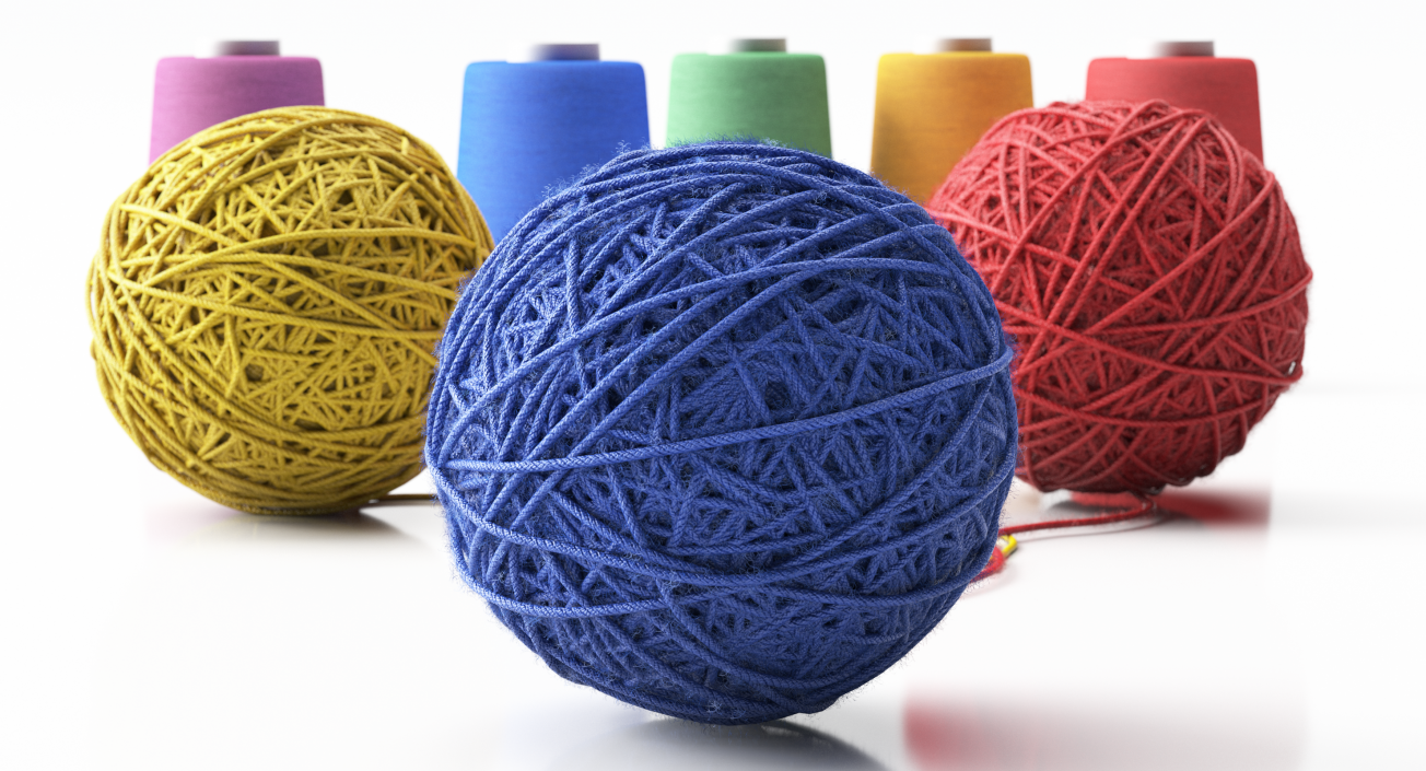 Blue Wool Yarn Ball 3D model