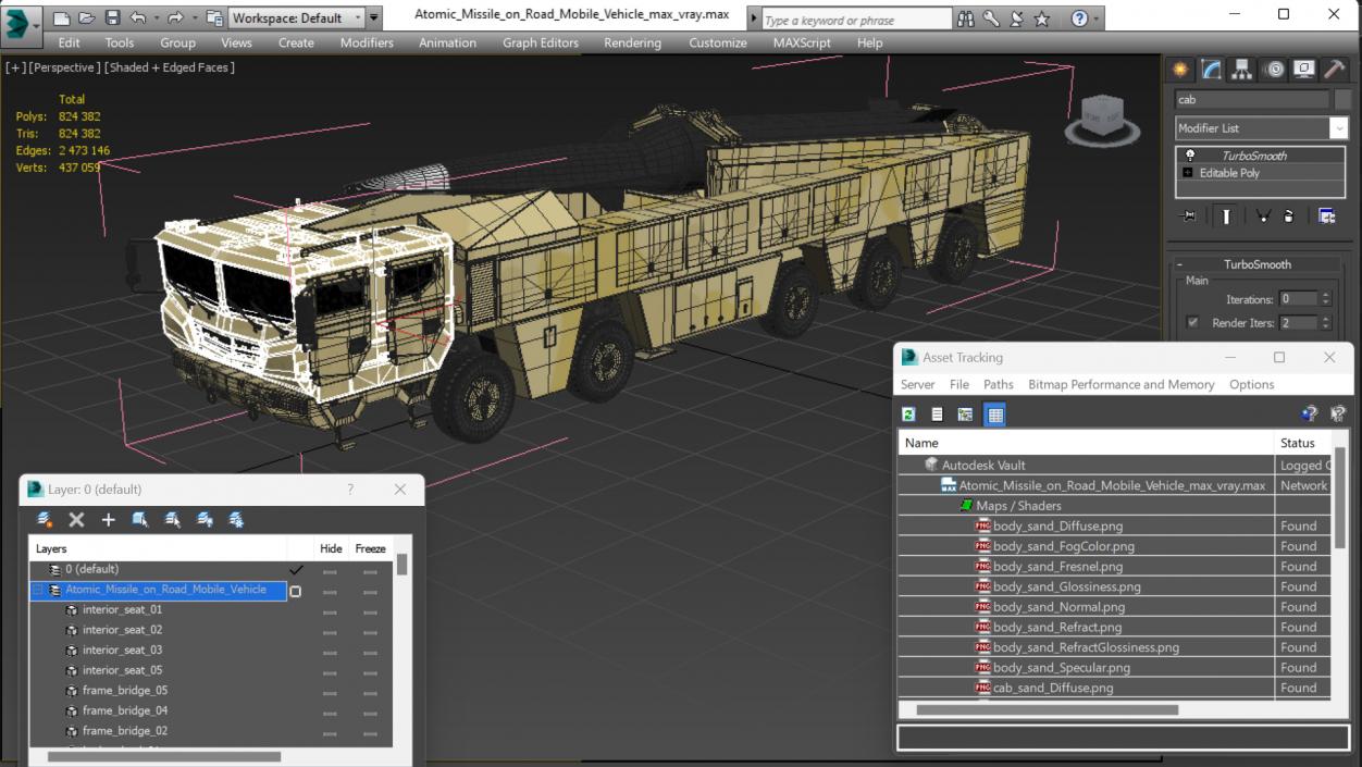 Atomic Missile on Road Mobile Vehicle 3D