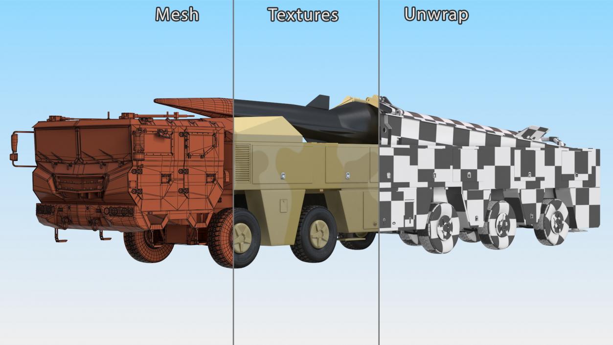 Atomic Missile on Road Mobile Vehicle 3D